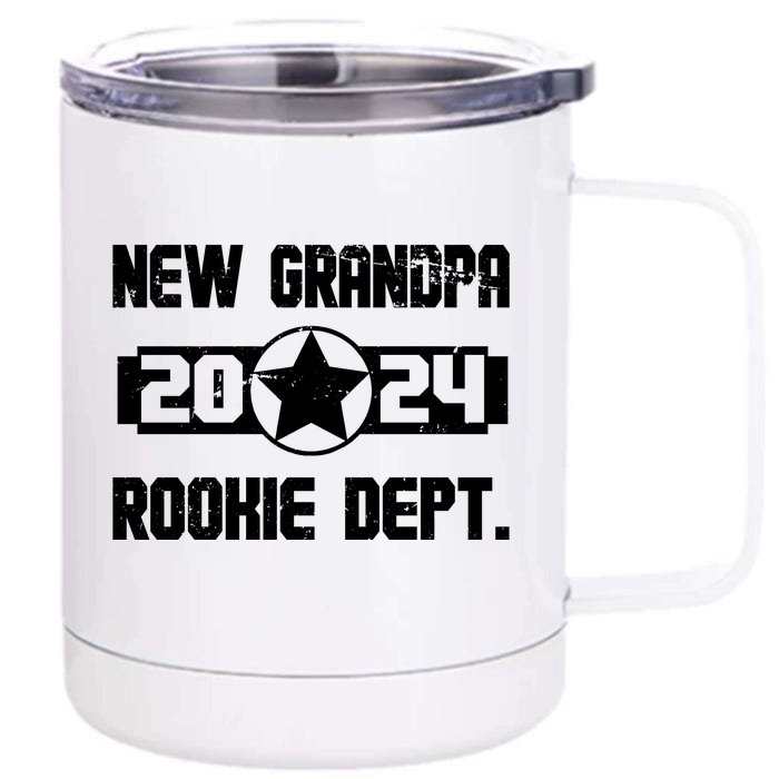 Funny New Grandpa Rookie Dept 2024 Front & Back 12oz Stainless Steel Tumbler Cup