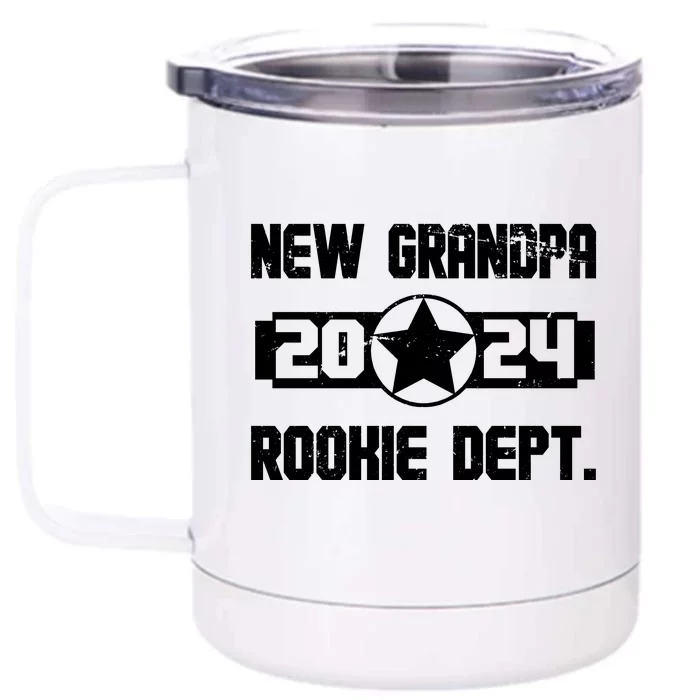 Funny New Grandpa Rookie Dept 2024 Front & Back 12oz Stainless Steel Tumbler Cup