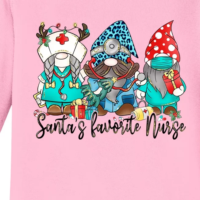 Funny Nurse Gnomes Santa Christmas Light Nursing Lover Cool Gift Baby Long Sleeve Bodysuit