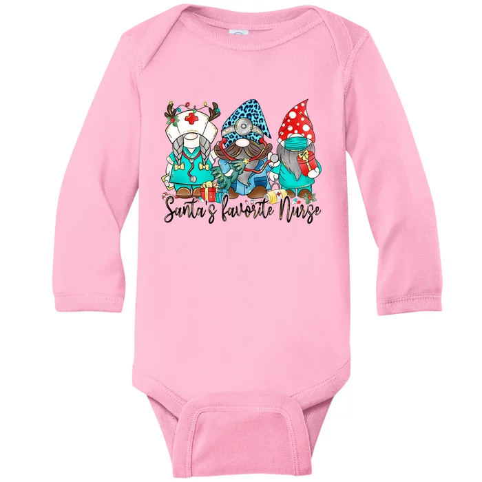 Funny Nurse Gnomes Santa Christmas Light Nursing Lover Cool Gift Baby Long Sleeve Bodysuit