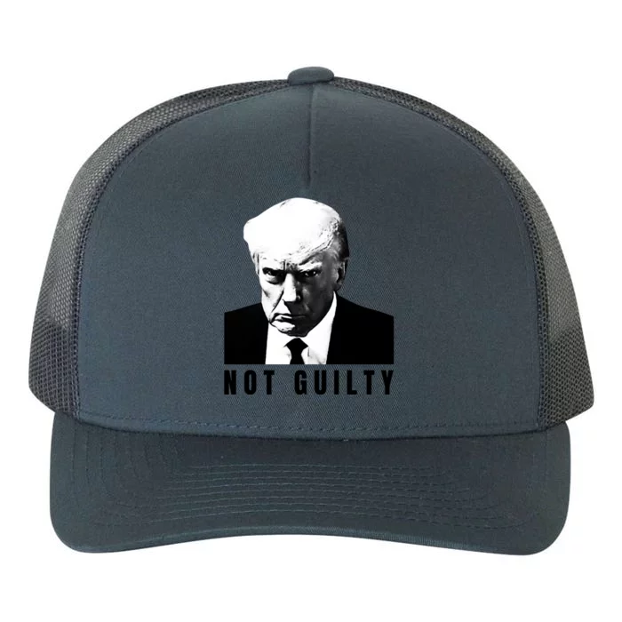 Funny Not Guilty Donald Trump Mug Shot Yupoong Adult 5-Panel Trucker Hat