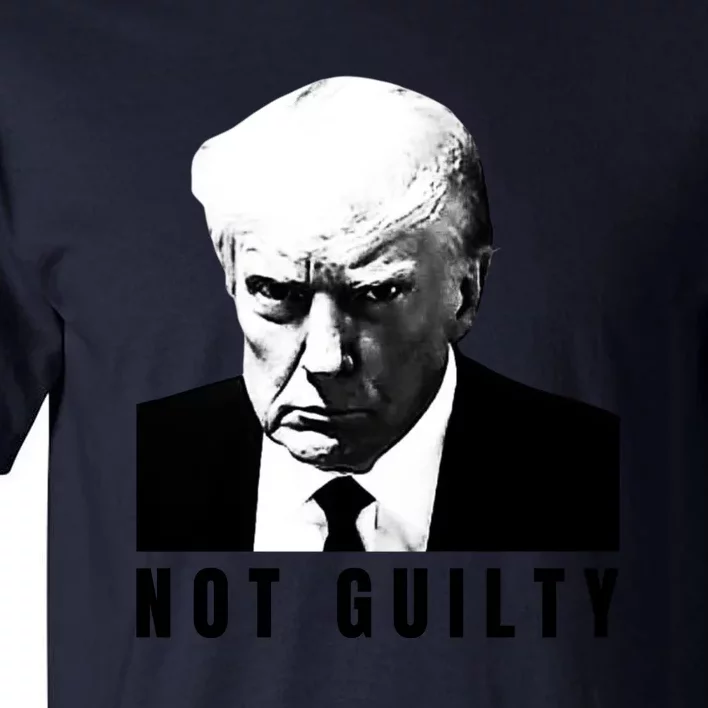 Funny Not Guilty Donald Trump Mug Shot Tall T-Shirt