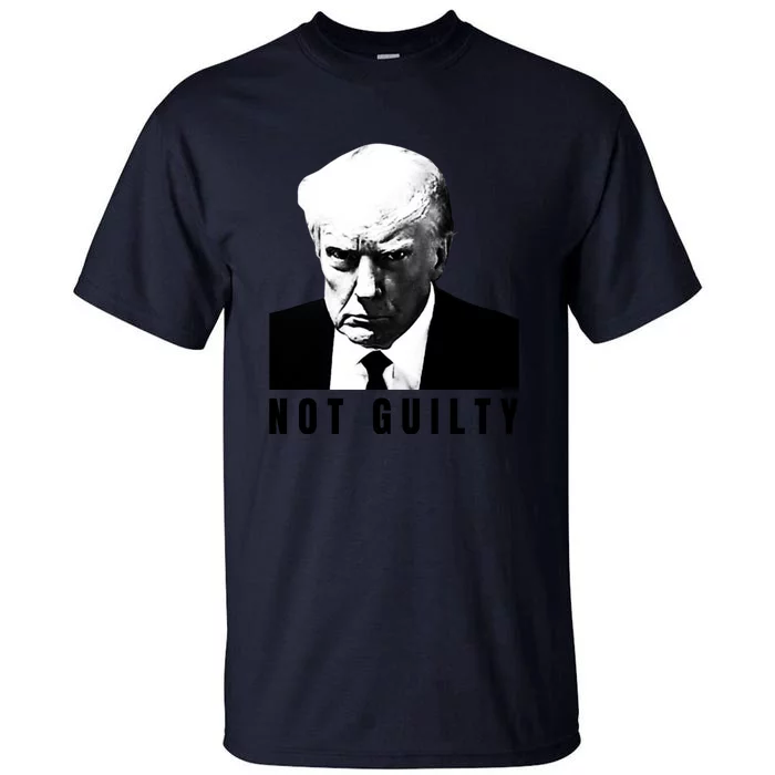 Funny Not Guilty Donald Trump Mug Shot Tall T-Shirt