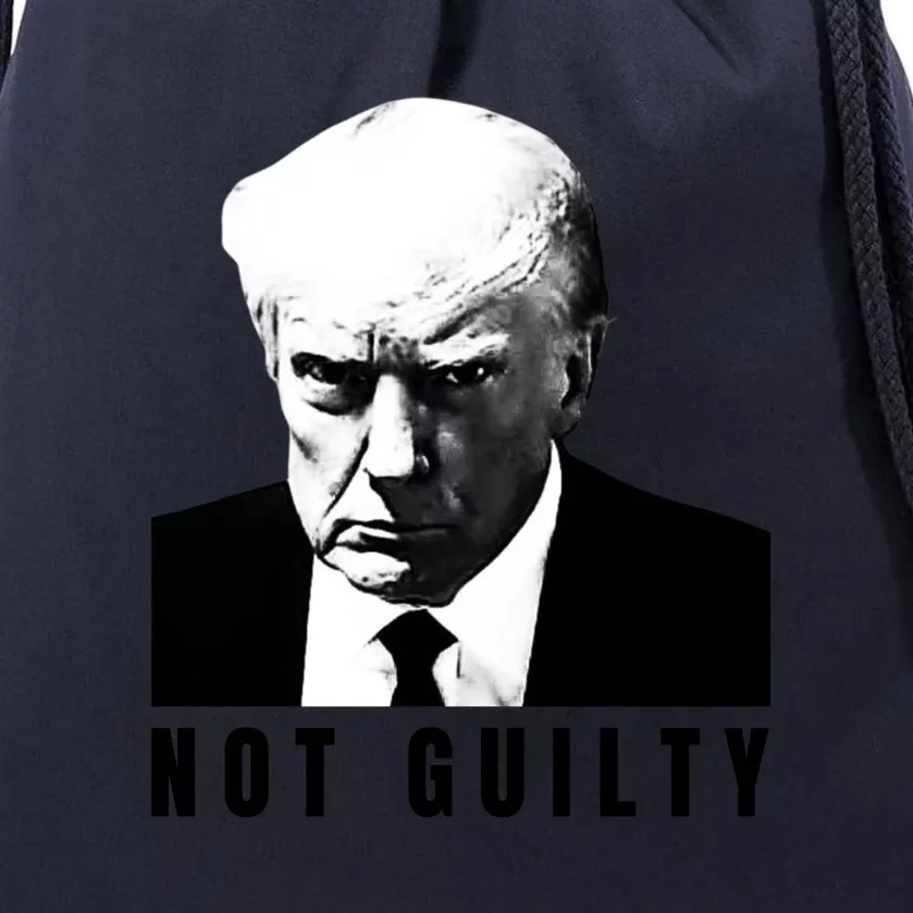 Funny Not Guilty Donald Trump Mug Shot Drawstring Bag