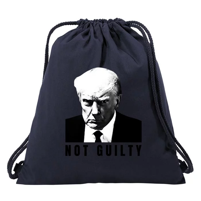 Funny Not Guilty Donald Trump Mug Shot Drawstring Bag