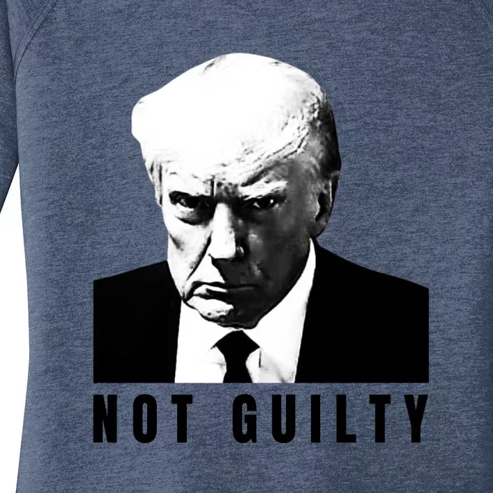 Funny Not Guilty Donald Trump Mug Shot Women's Perfect Tri Tunic Long Sleeve Shirt