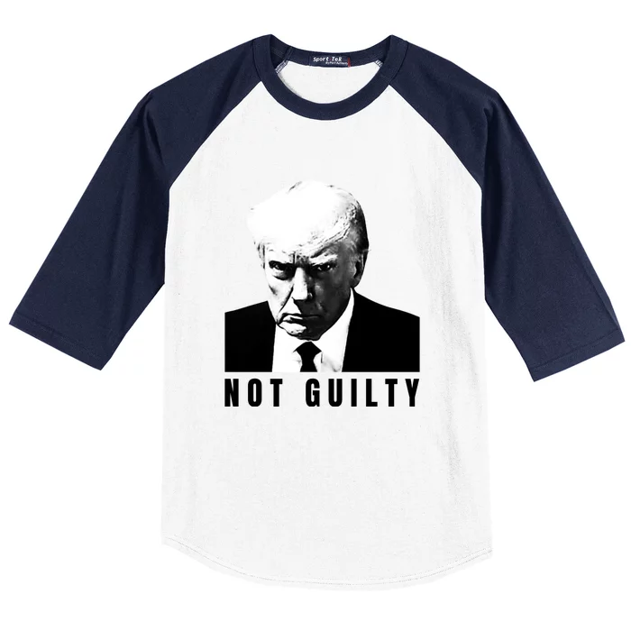 Funny Not Guilty Donald Trump Mug Shot Baseball Sleeve Shirt