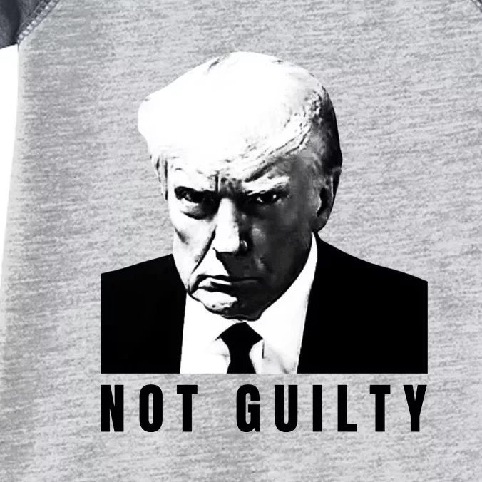 Funny Not Guilty Donald Trump Mug Shot Infant Baby Jersey Bodysuit