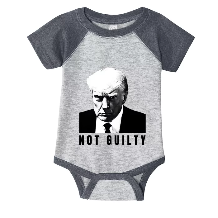 Funny Not Guilty Donald Trump Mug Shot Infant Baby Jersey Bodysuit