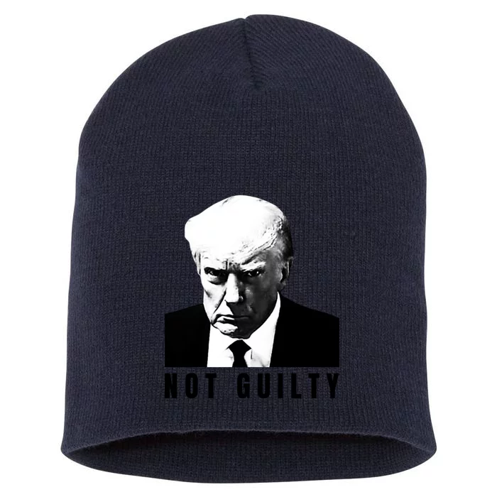 Funny Not Guilty Donald Trump Mug Shot Short Acrylic Beanie