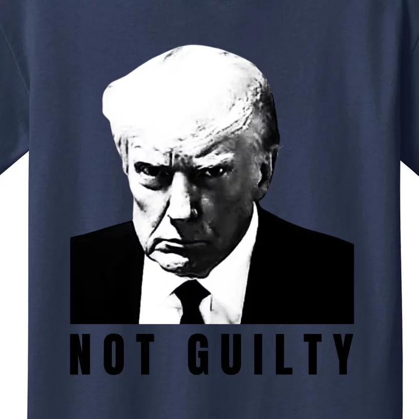 Funny Not Guilty Donald Trump Mug Shot Kids T-Shirt