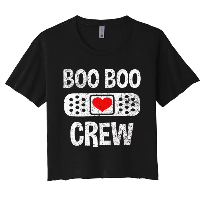 Funny Nurse Ghost Boo Crew Halloween Costume Girls Women's Crop Top Tee