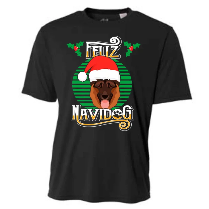 Feliz Navidog Ger Shepherd Dog Holiday Merry Christmas Gift Cooling Performance Crew T-Shirt