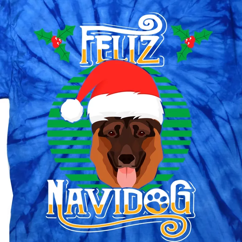 Feliz Navidog Ger Shepherd Dog Holiday Merry Christmas Gift Tie-Dye T-Shirt