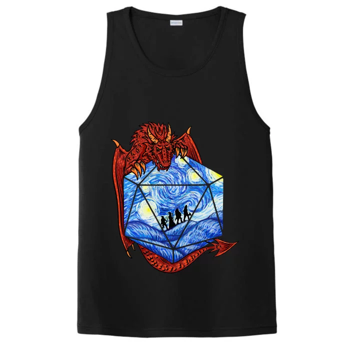 Funny Nerdy Gamer Fantasy Art Starry Night Performance Tank