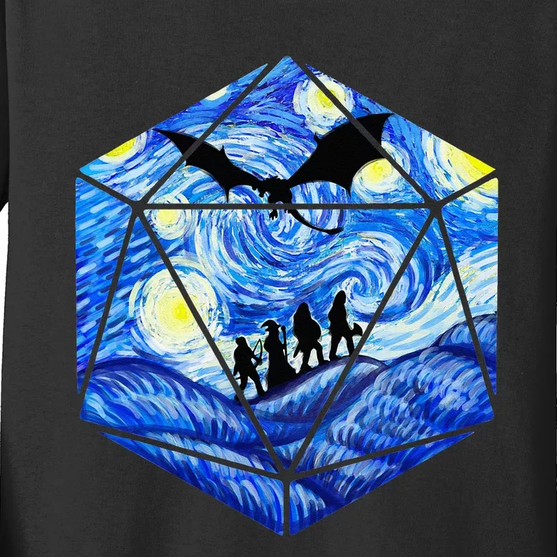 Funny Nerdy Gamer Fantasy Art Starry Night Kids Long Sleeve Shirt