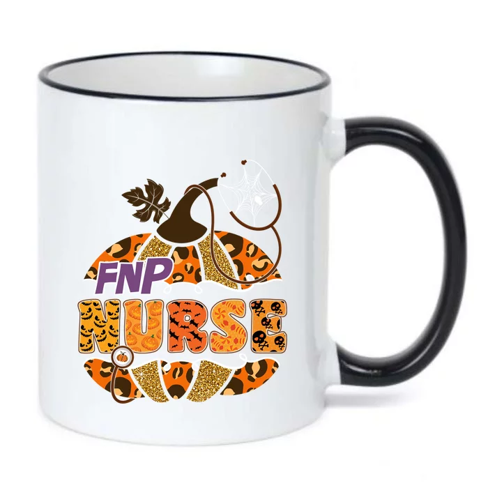 Fnp Nurse Halloween Pumpkin Leopard Nursing Cute Gift Black Color Changing Mug