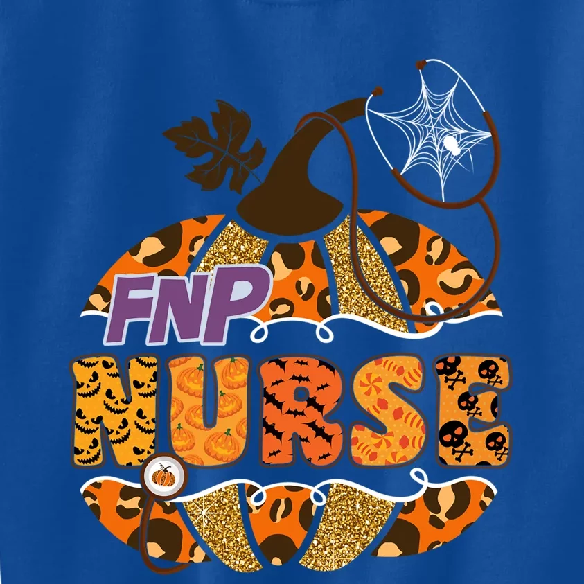 Fnp Nurse Halloween Pumpkin Leopard Nursing Cute Gift Kids Sweatshirt