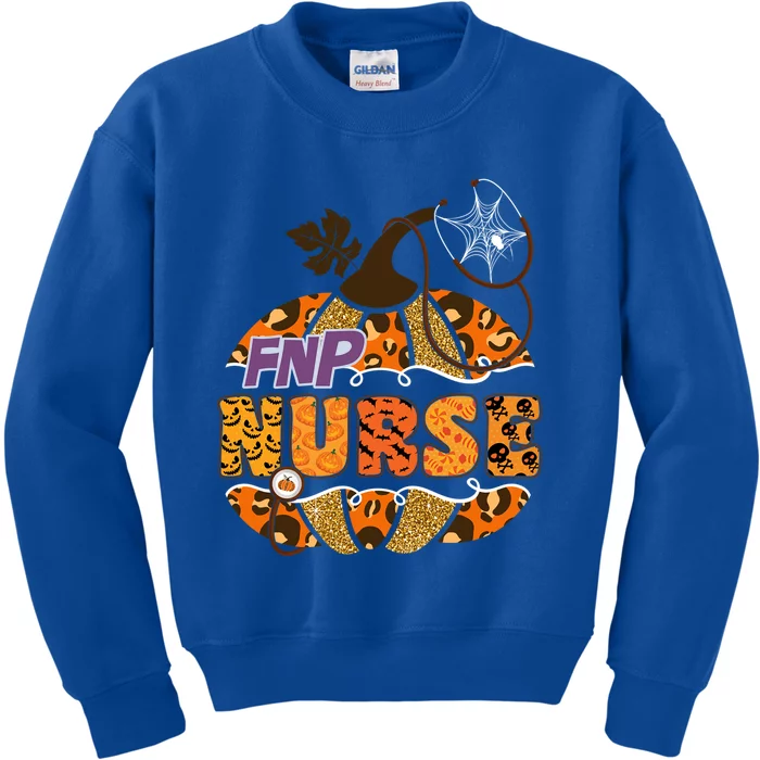 Fnp Nurse Halloween Pumpkin Leopard Nursing Cute Gift Kids Sweatshirt