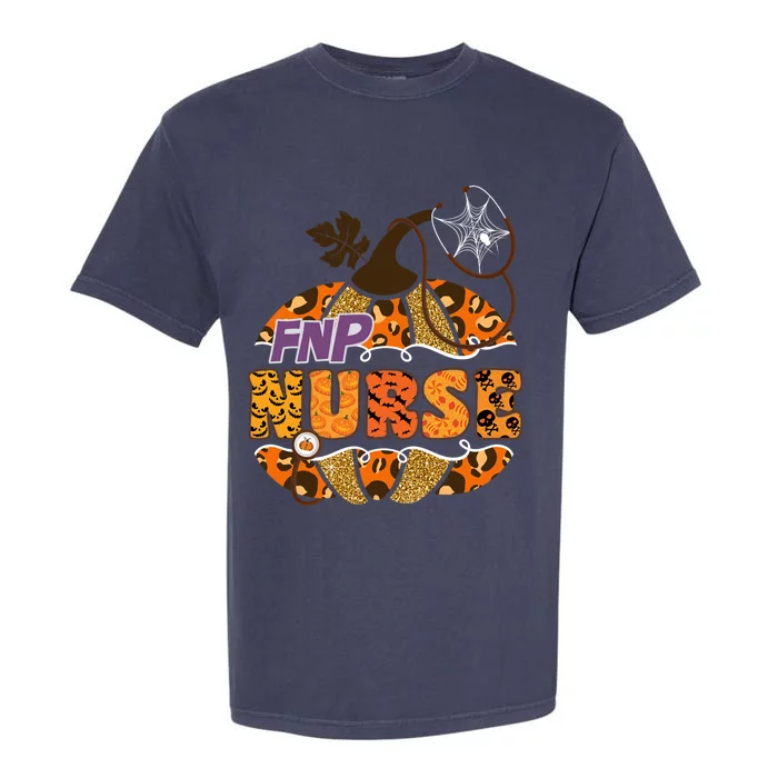 Fnp Nurse Halloween Pumpkin Leopard Nursing Cute Gift Garment-Dyed Heavyweight T-Shirt