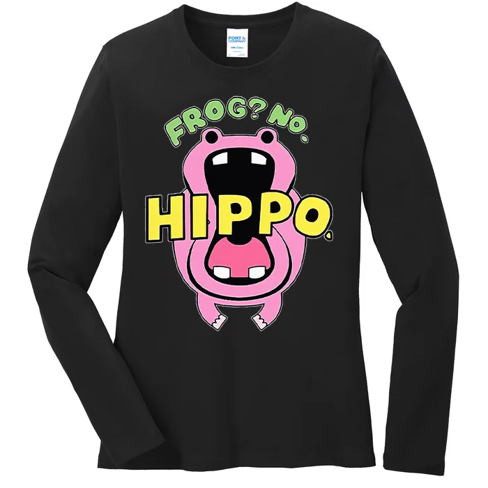 Frog No Hippo Funny Cute Crazy Frog Lover Ladies Long Sleeve Shirt