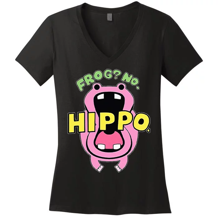 Frog No Hippo Funny Cute Crazy Frog Lover Women's V-Neck T-Shirt