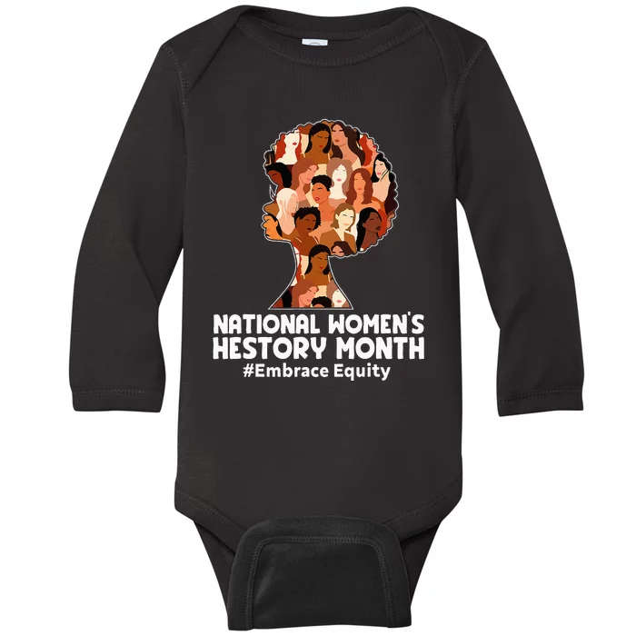 Feminist National History Month 2024 Embrace Equity Baby Long Sleeve Bodysuit