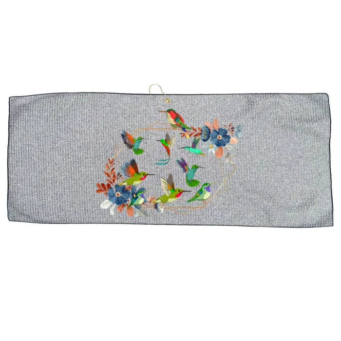 Floral Nature Hummingbird Lover Vintage Flowers Hummingbird Great Gift Large Microfiber Waffle Golf Towel