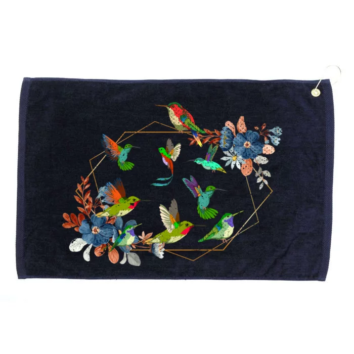 Floral Nature Hummingbird Lover Vintage Flowers Hummingbird Great Gift Grommeted Golf Towel