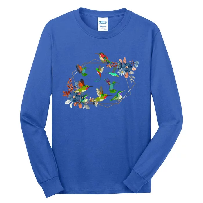 Floral Nature Hummingbird Lover Vintage Flowers Hummingbird Cool Gift Tall Long Sleeve T-Shirt