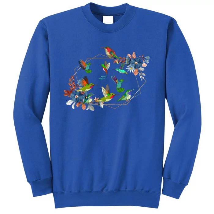 Floral Nature Hummingbird Lover Vintage Flowers Hummingbird Cool Gift Tall Sweatshirt