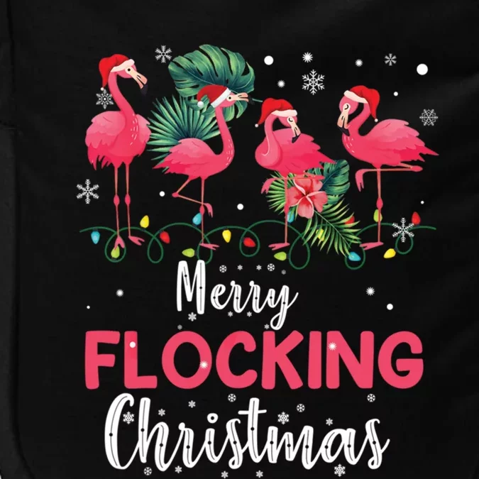 Flamingo Noel Hats Dancing On Snow Merry Flocking Christmas Gift Impact Tech Backpack