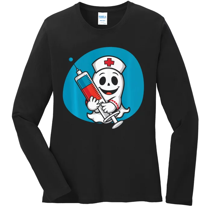 Fertility Nurse Halloween Spooky Nursing Trick Or Treat Ladies Long Sleeve Shirt