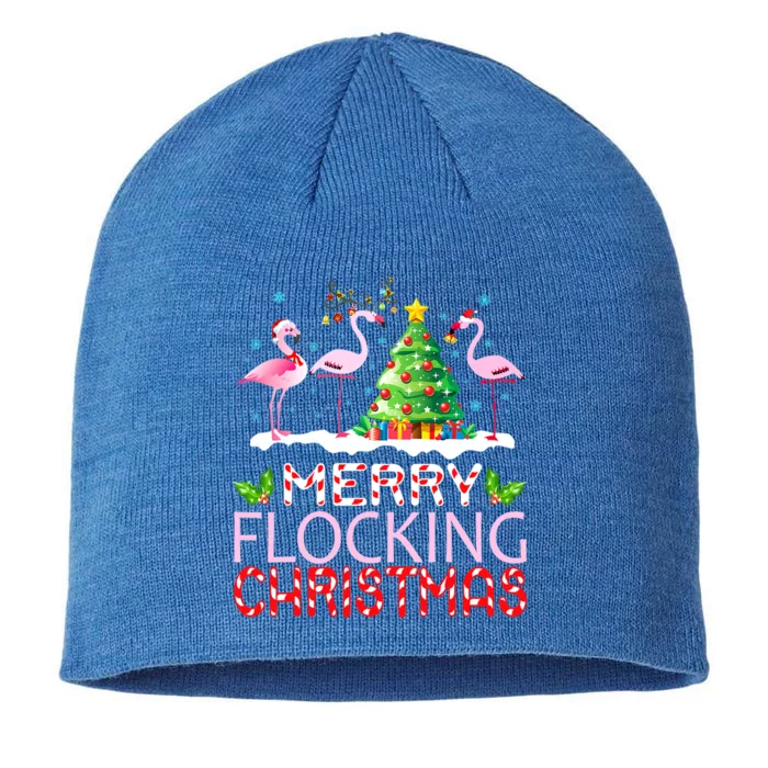 Flamingo Noel Hats Dancing On Snow Merry Flocking Christmas Meaningful Gift 8 1/2in Sustainable Knit Beanie