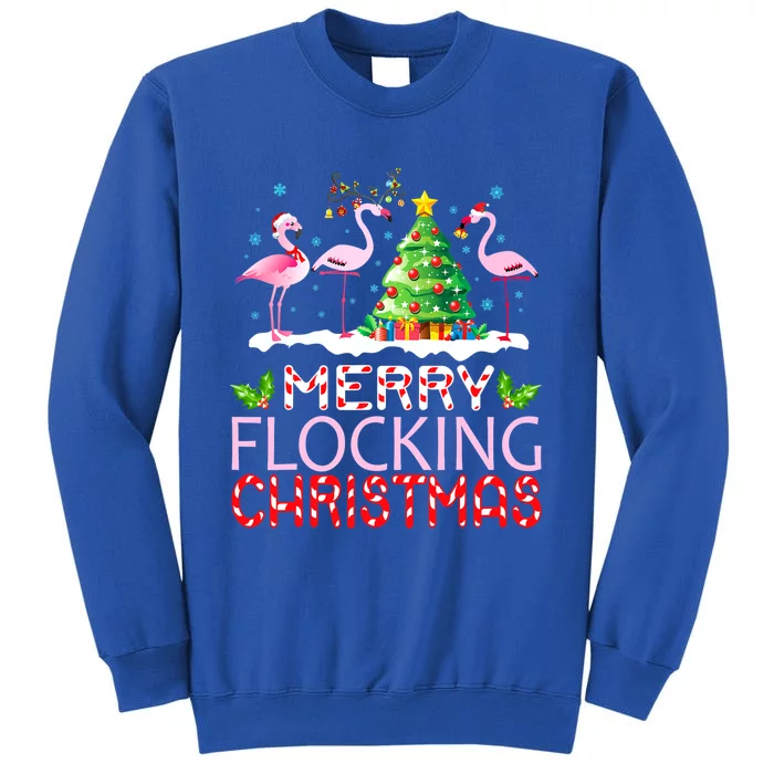 Flamingo Noel Hats Dancing On Snow Merry Flocking Christmas Meaningful Gift Tall Sweatshirt