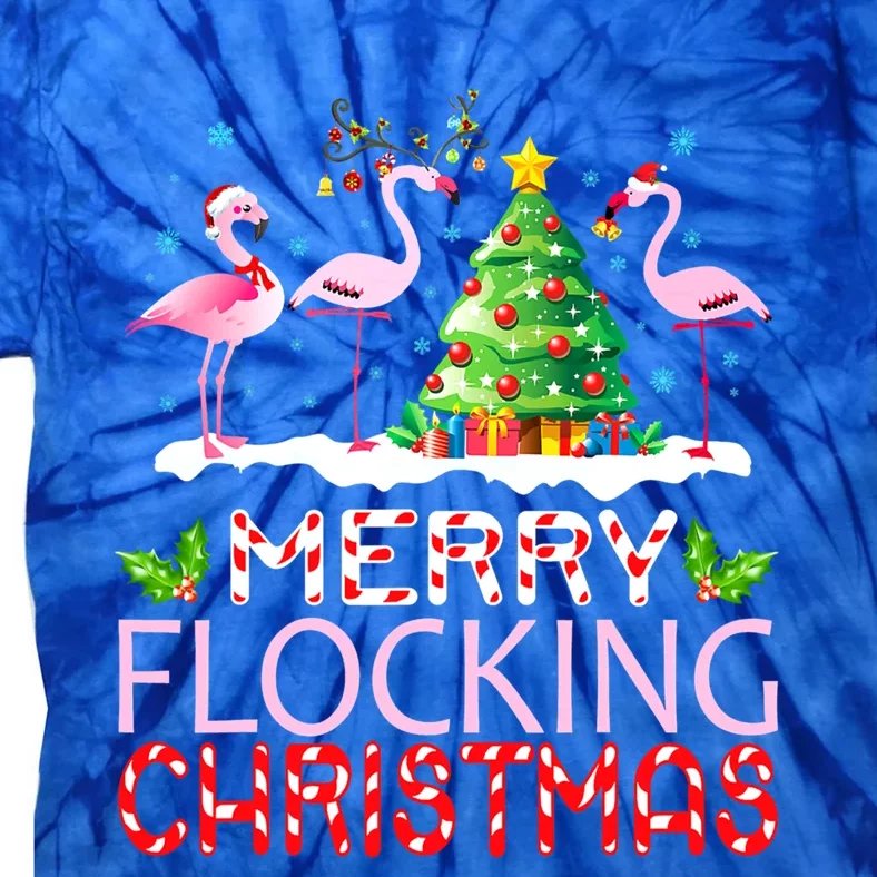 Flamingo Noel Hats Dancing On Snow Merry Flocking Christmas Meaningful Gift Tie-Dye T-Shirt