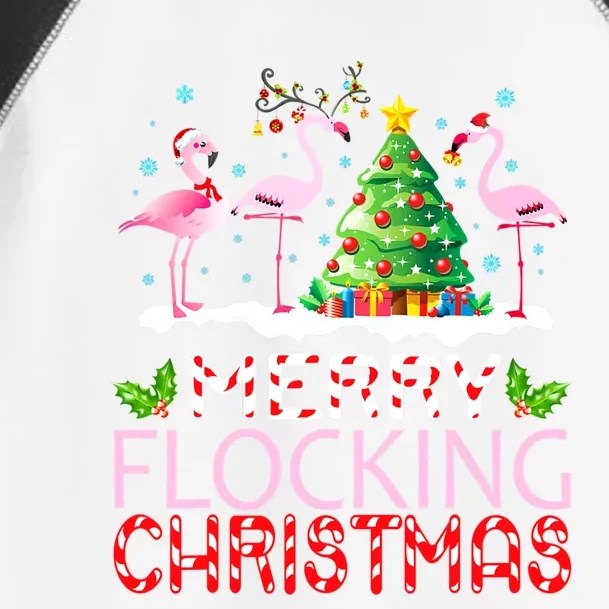 Flamingo Noel Hats Dancing On Snow Merry Flocking Christmas Meaningful Gift Toddler Fine Jersey T-Shirt