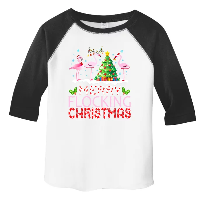 Flamingo Noel Hats Dancing On Snow Merry Flocking Christmas Meaningful Gift Toddler Fine Jersey T-Shirt