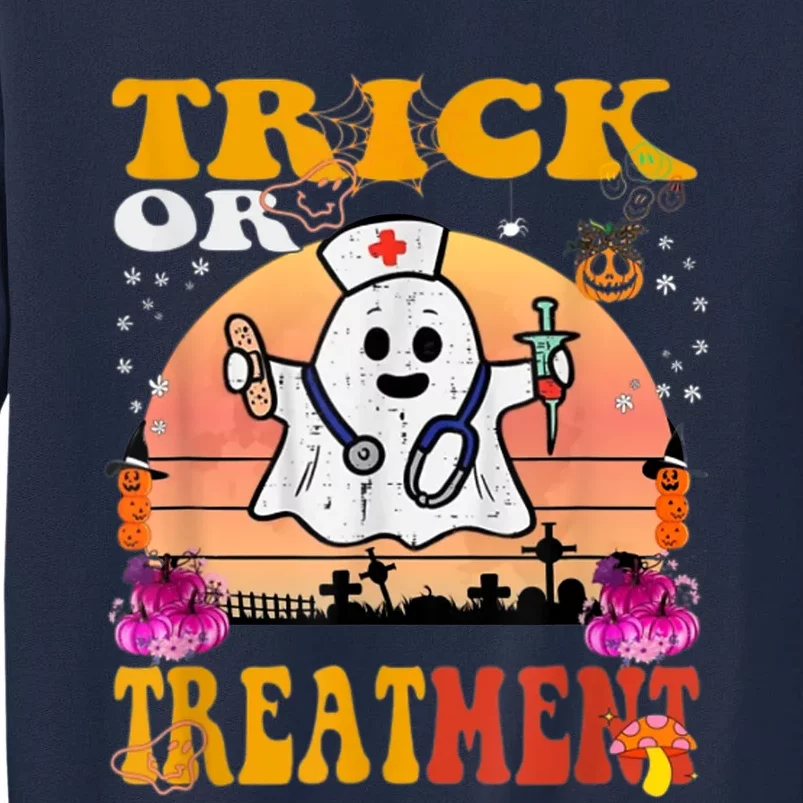 Funny Nurse Halloween Costume Boo Ghost Trick Or Treatment Tall Sweatshirt