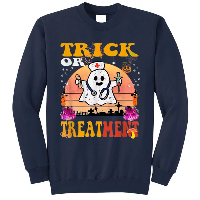 Funny Nurse Halloween Costume Boo Ghost Trick Or Treatment Tall Sweatshirt