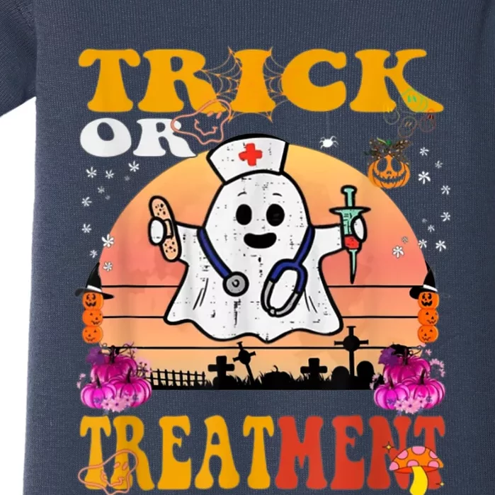 Funny Nurse Halloween Costume Boo Ghost Trick Or Treatment Baby Bodysuit