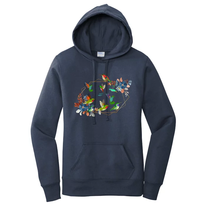 Floral Nature Hummingbird Lover Vintage Flowers Hummingbird Gift Women's Pullover Hoodie