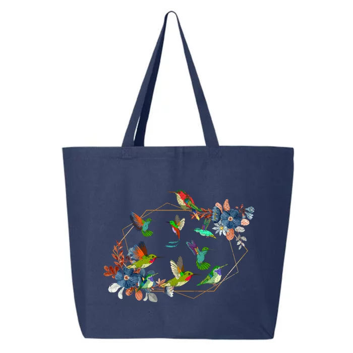 Floral Nature Hummingbird Lover Vintage Flowers Hummingbird Gift 25L Jumbo Tote