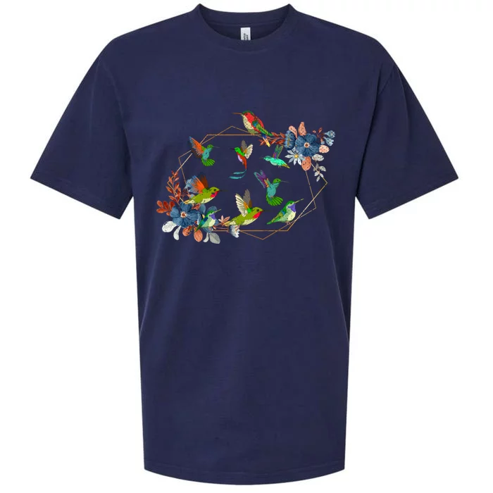 Floral Nature Hummingbird Lover Vintage Flowers Hummingbird Gift Sueded Cloud Jersey T-Shirt