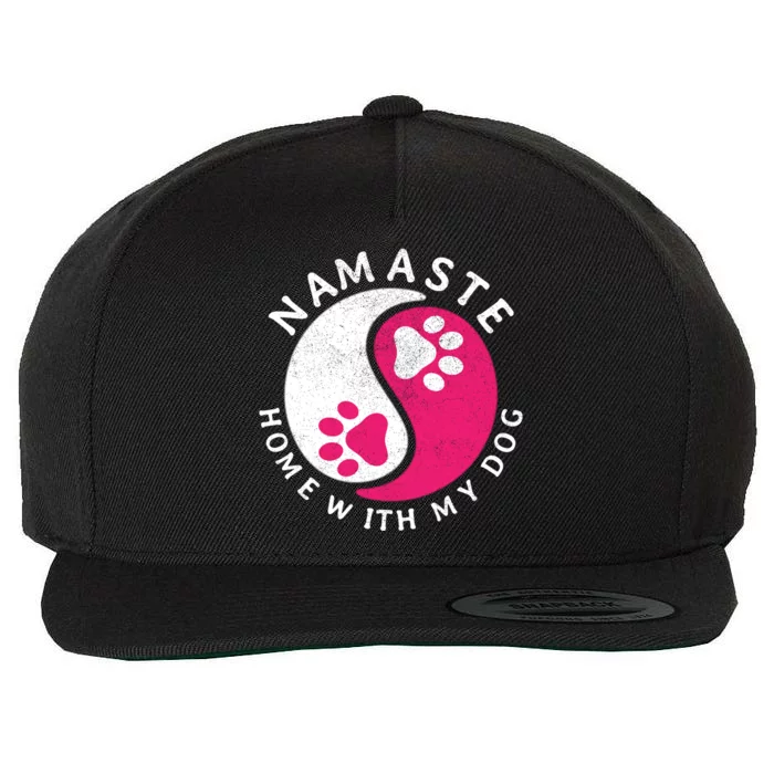 Funny Namaste Home With My Dog Gift Wool Snapback Cap