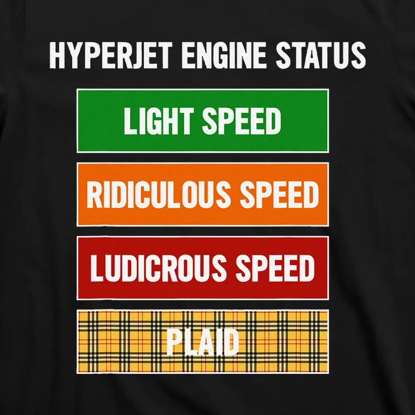 Funny Nerdy Hyperjet Engine Status Ludicrous Speed Plaid T-Shirt