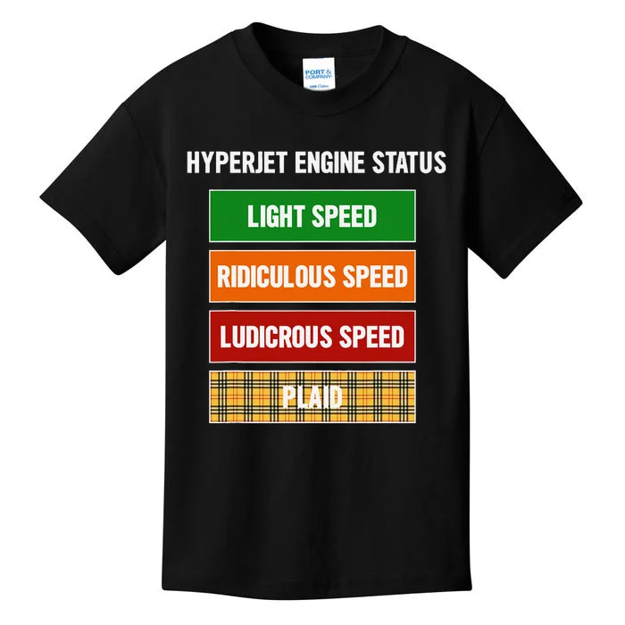 Funny Nerdy Hyperjet Engine Status Ludicrous Speed Plaid Kids T-Shirt