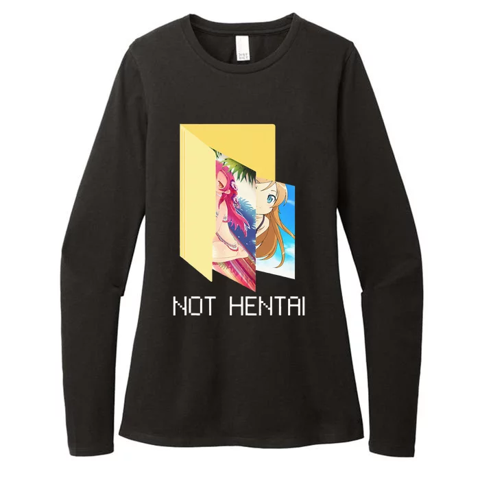 Funny Not Hentai Folder Graphic Cartoon Womens CVC Long Sleeve Shirt