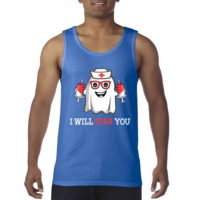 Funny Nurse Halloween I Will Stab You Costume Nurses Gift Tank Top