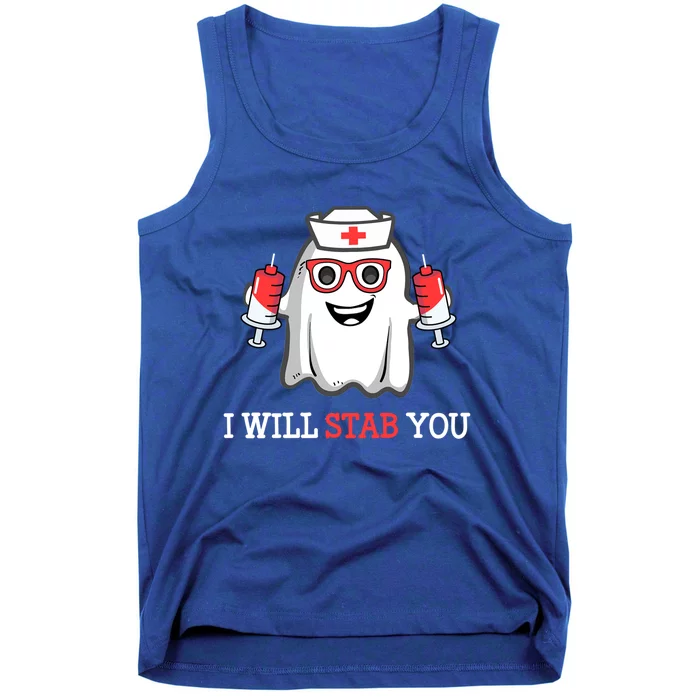 Funny Nurse Halloween I Will Stab You Costume Nurses Gift Tank Top